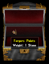 Forgers paints, a resource that can be purchased from the Forger in the Pirate's Den (Thieves Guild) in Bucceneer's Den. These are used to create counterfeit documentation.
