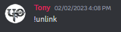 The !unlink command used to remove your name and access to the link-level Discord channels.