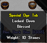The Special Dye Tub can be purchased with Donation Coins and can be used to dye everything that the Normal Dye Tubs can dye. The Special Dye Tub has access to the Special Dye Tub Hue Range in colors which are the following: Violet: 1230-1235, Tan: 1501-1508, Brown: 2012-2017, Dark Blue: 1303-1308, Forest Green: 1420-1426, Pink: 1619-1626, Red: 1640-1644, Olive: 2001-2005