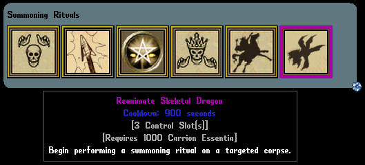 The Reanimate Skeletal Dragon Summoning Ritual for the Idol of Forbidden Magic.