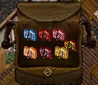 All 7 of the Antique of the Artisan relics in a backpack.