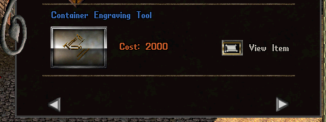 The Container Engraving Tool preview on the Donation Coin Vendor.