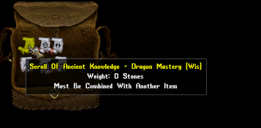 A Scroll of Ancient Knowledge from the Dragon Mastery Questline. This is the "Wis" Power Word which means "Knowledge".