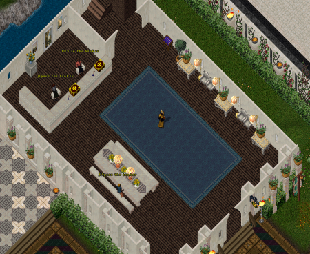 The Community Island Bank just south of the Main Gate and north of the Jousting Arena.